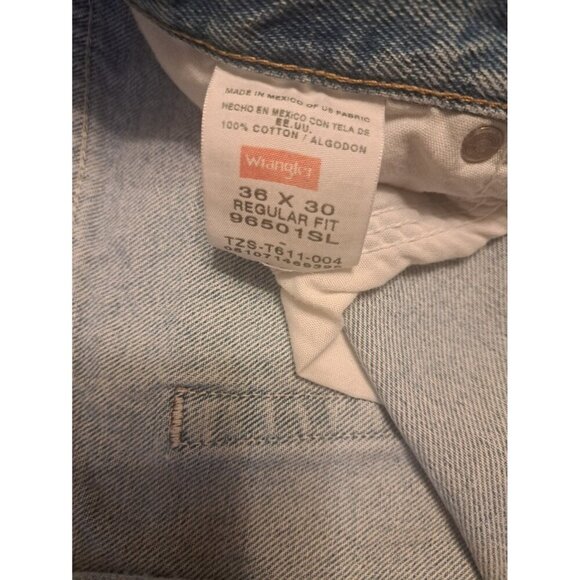 Wrangler Denim Jeans Mens Pale Blue 36 x 30 Regular Fit Cotton 5 Pockets - Picture 5 of 7